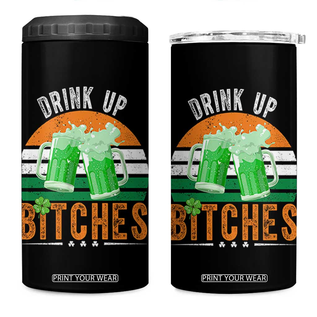 Funny St Patrick's Day Irish Beer Drinking 4 in 1 Can Cooler Tumbler Drink Up Bitches Beer Mug TS11 One Size: 16 oz Black Print Your Wear