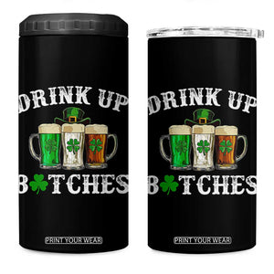 Funny St Patrick's Day Irish Beer Drinking 4 in 1 Can Cooler Tumbler Drink Up Bitches Ireland Flag TS11 One Size: 16 oz Black Print Your Wear