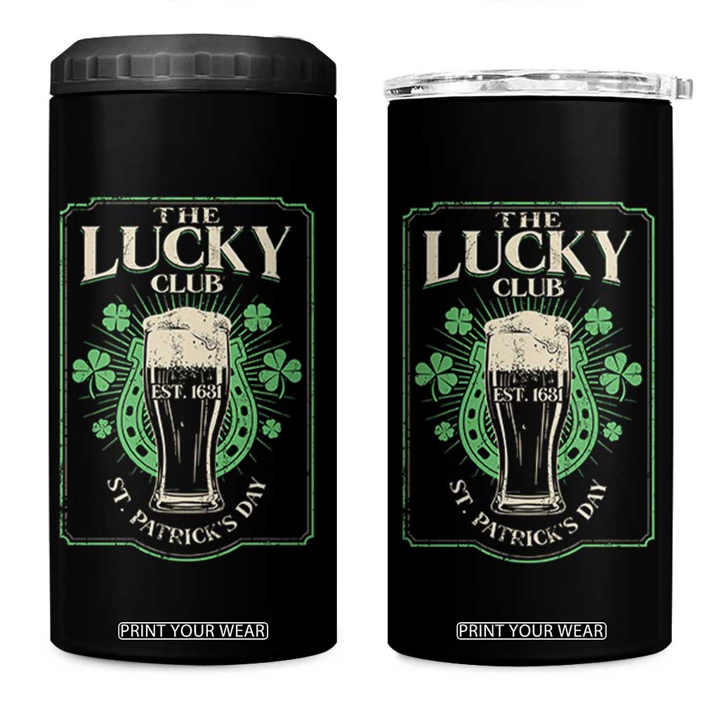 Funny St Patrick's Day Irish Beer Drinking 4 in 1 Can Cooler Tumbler The Lucky Beer Club Horseshoe TS11 One Size: 16 oz Black Print Your Wear