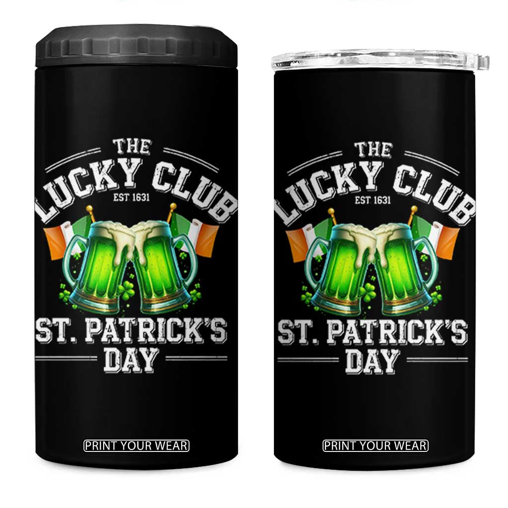 Funny St Patrick's Day Irish Beer Drinking 4 in 1 Can Cooler Tumbler The Lucky Beer Club Ireland Flag TS11 One Size: 16 oz Black Print Your Wear