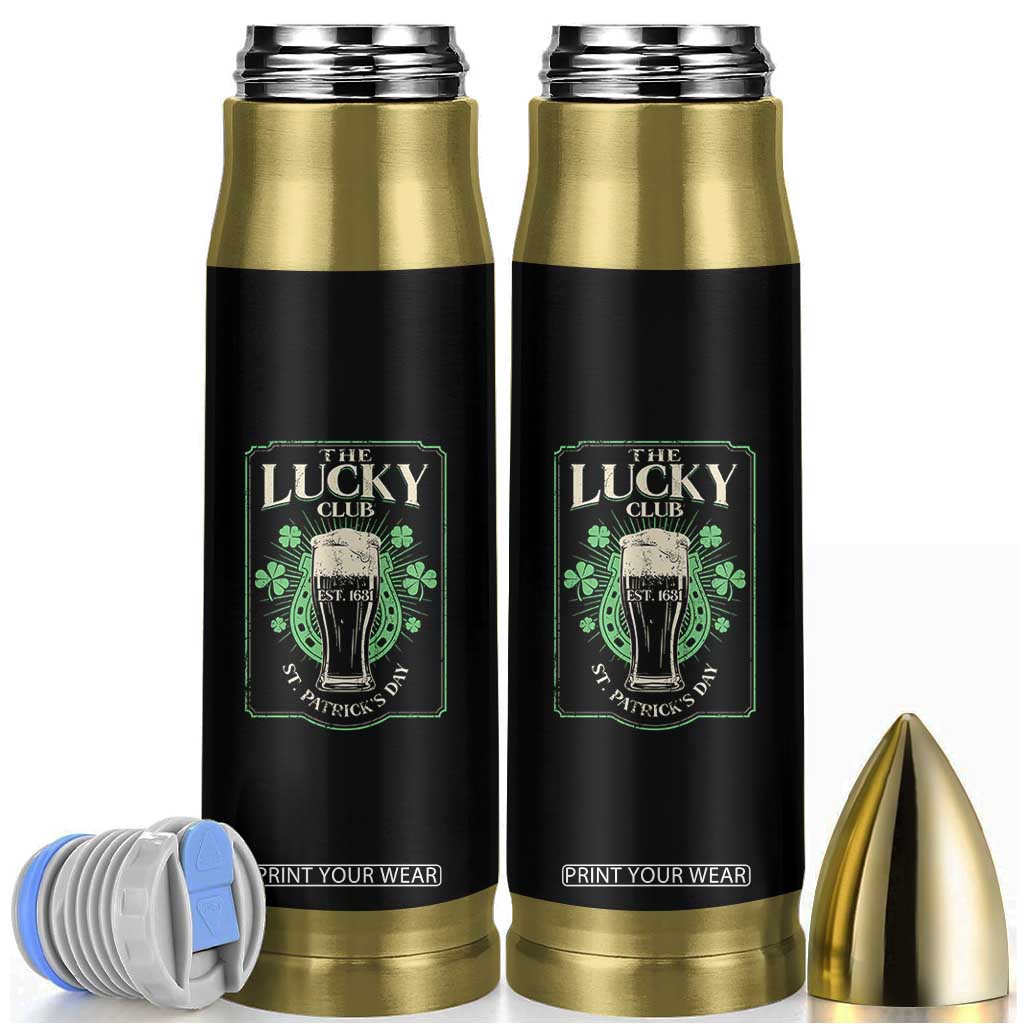 Funny St Patrick's Day Irish Beer Drinking Bullet Tumbler The Lucky Beer Club Horseshoe TS11 Black Print Your Wear