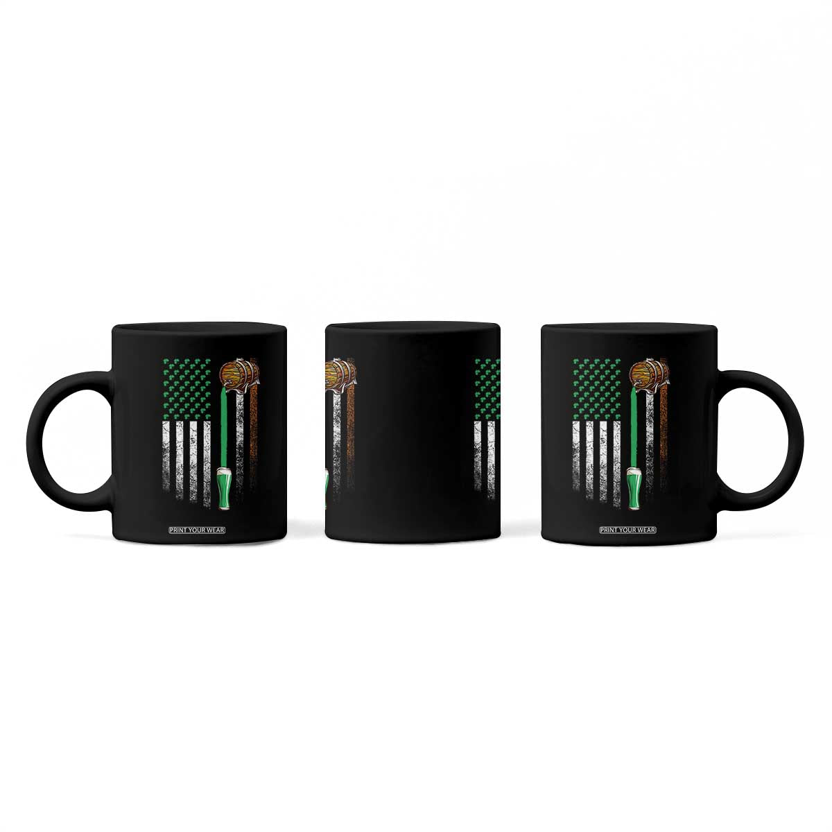Funny St Patrick's Day Irish Beer Drinking Coffee Mug Vintage Irish American Flag TS11 Print Your Wear