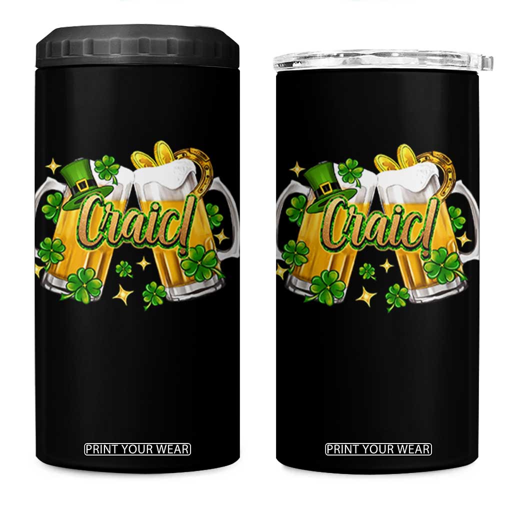 Funny St Patrick's Day Irish Beer Drinking Craic 4 in 1 Can Cooler Tumbler TS11 One Size: 16 oz Black Print Your Wear