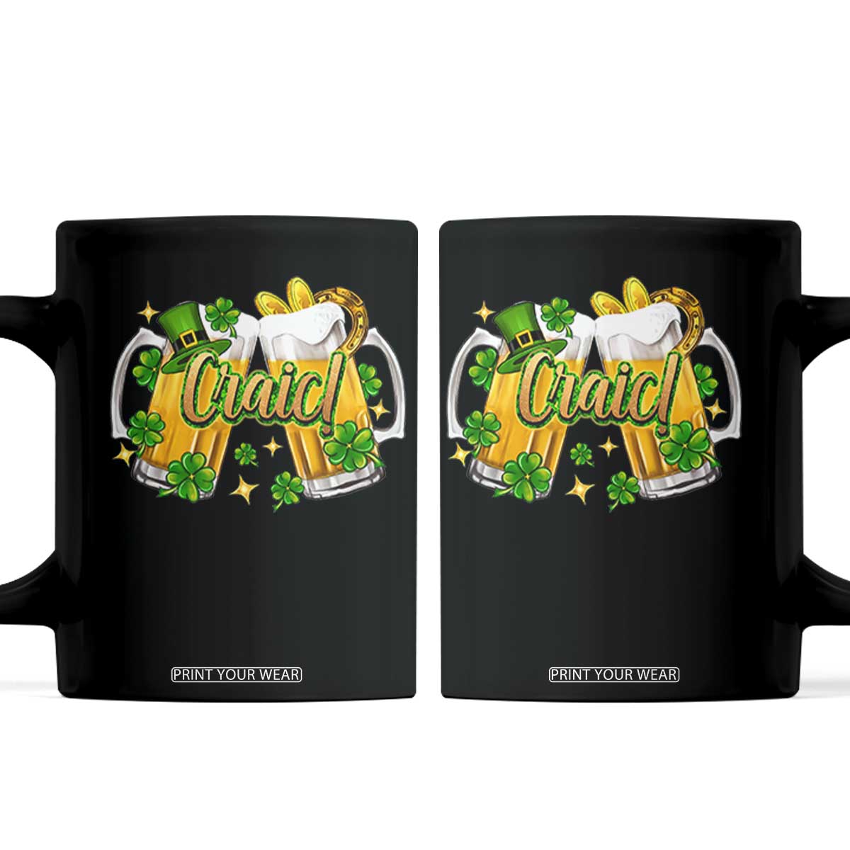 Funny St Patrick's Day Irish Beer Drinking Craic Coffee Mug TS11 Black Print Your Wear