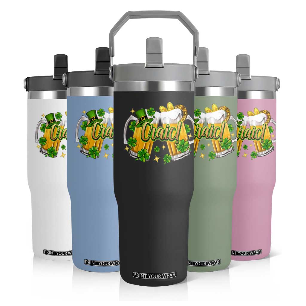 Funny St Patrick's Day Irish Beer Drinking Craic Flip Straw Tumbler TS11 Print Your Wear
