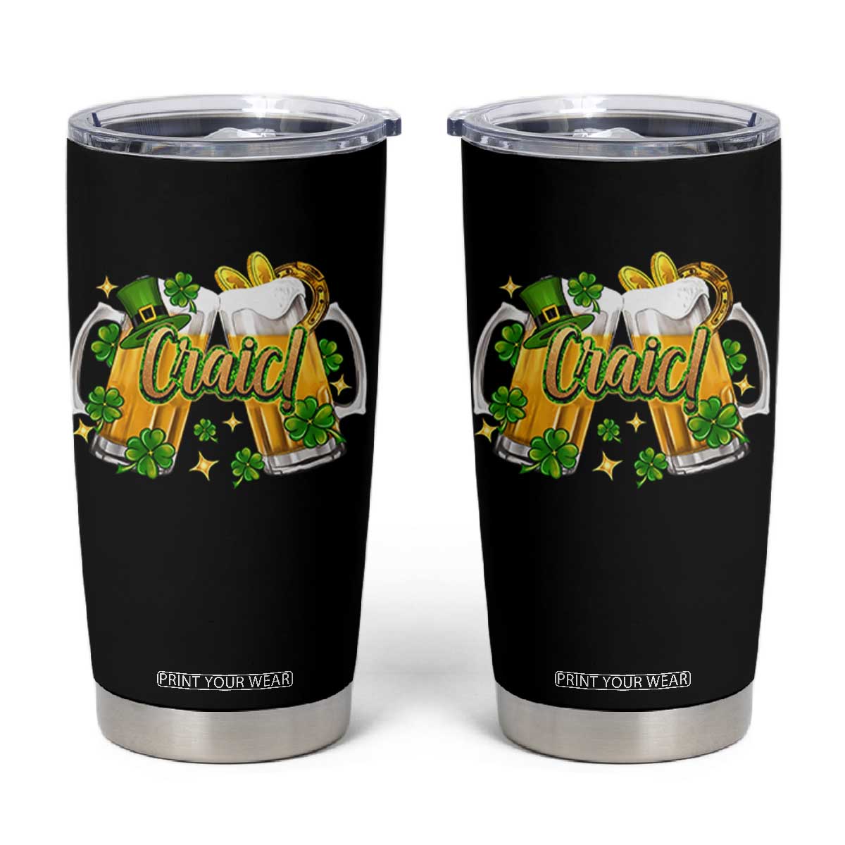 Funny St Patrick's Day Irish Beer Drinking Craic Tumbler Cup TS11 Black Print Your Wear