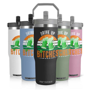 Funny St Patrick's Day Irish Beer Drinking Flip Straw Tumbler Drink Up Bitches Beer Mug TS11 Print Your Wear