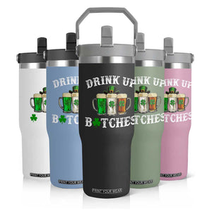 Funny St Patrick's Day Irish Beer Drinking Flip Straw Tumbler Drink Up Bitches Ireland Flag TS11 Print Your Wear