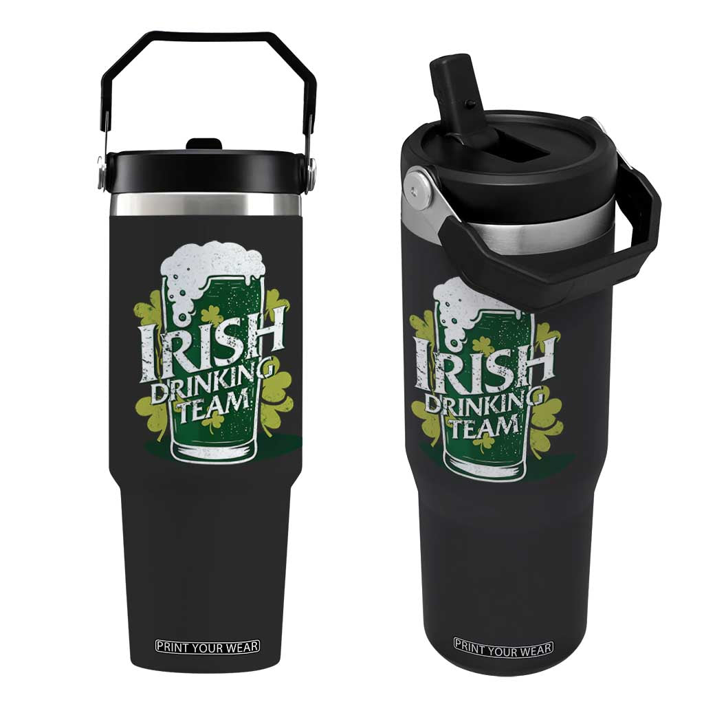 Funny St Patrick's Day Irish Beer Drinking Flip Straw Tumbler Irish Drinking Team Green Beer Shamrock TS11 One Size: 30 oz Black Print Your Wear