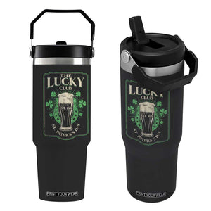 Funny St Patrick's Day Irish Beer Drinking Flip Straw Tumbler The Lucky Beer Club Horseshoe TS11 One Size: 30 oz Black Print Your Wear