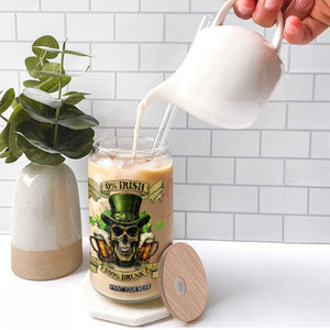 Funny St Patrick's Day Irish Beer Drinking Glass Can 0% Irish 100% Drunk Skull TS11 Print Your Wear
