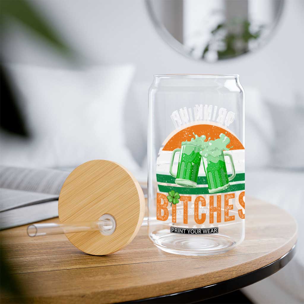 Funny St Patrick's Day Irish Beer Drinking Glass Can Drink Up Bitches Beer Mug TS11 Print Your Wear