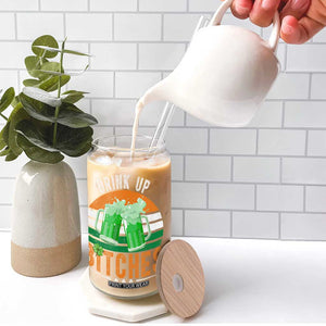 Funny St Patrick's Day Irish Beer Drinking Glass Can Drink Up Bitches Beer Mug TS11 Print Your Wear