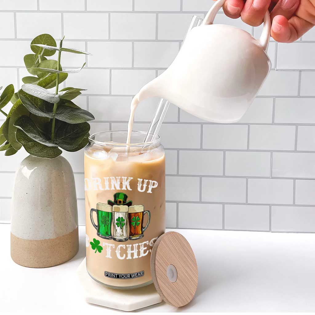 Funny St Patrick's Day Irish Beer Drinking Glass Can Drink Up Bitches Ireland Flag TS11 Print Your Wear