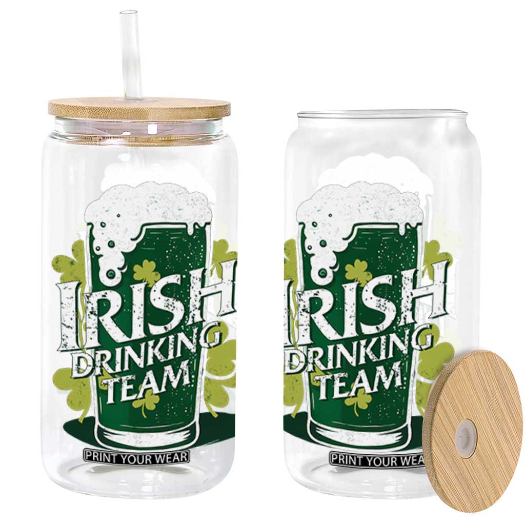 Funny St Patrick's Day Irish Beer Drinking Glass Can Irish Drinking Team Green Beer Shamrock TS11 Black Print Your Wear