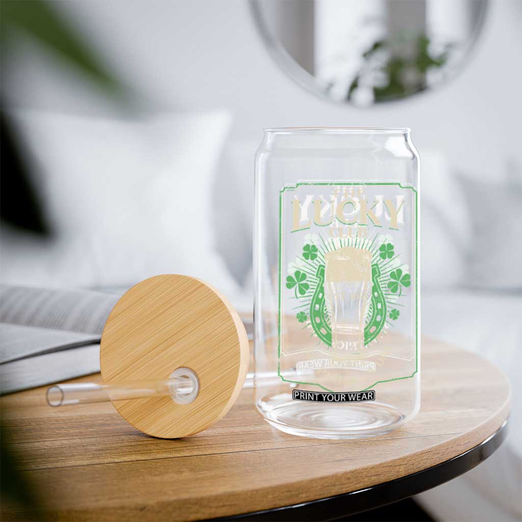 Funny St Patrick's Day Irish Beer Drinking Glass Can The Lucky Beer Club Horseshoe TS11 Print Your Wear