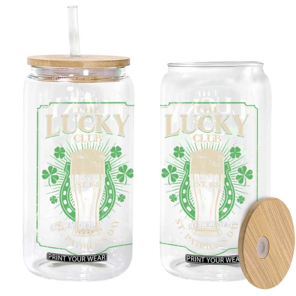 Funny St Patrick's Day Irish Beer Drinking Glass Can The Lucky Beer Club Horseshoe TS11 Black Print Your Wear