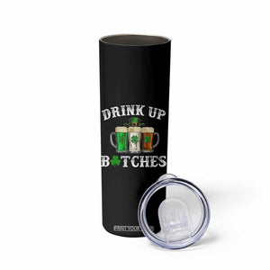Funny St Patrick's Day Irish Beer Drinking Skinny Tumbler Drink Up Bitches Ireland Flag TS11 Print Your Wear