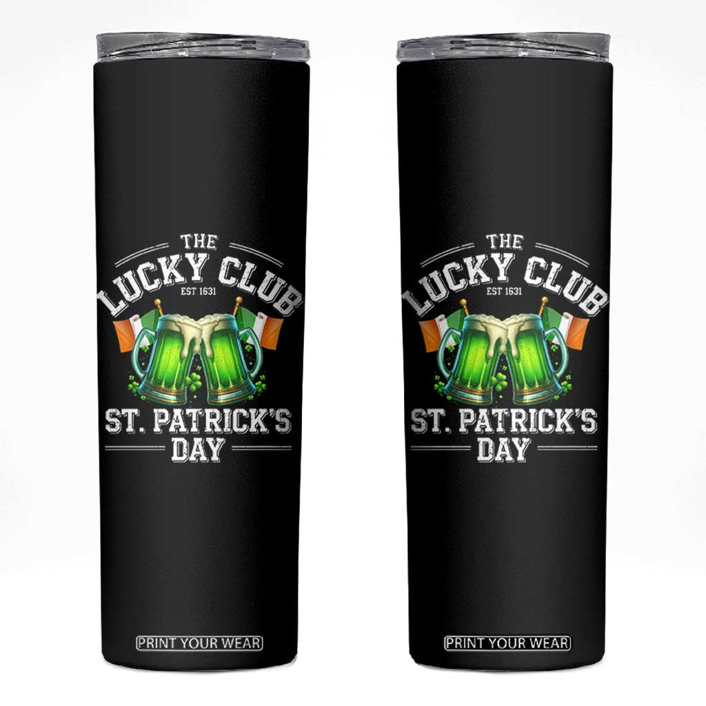 Funny St Patrick's Day Irish Beer Drinking Skinny Tumbler The Lucky Beer Club Ireland Flag TS11 Black Print Your Wear