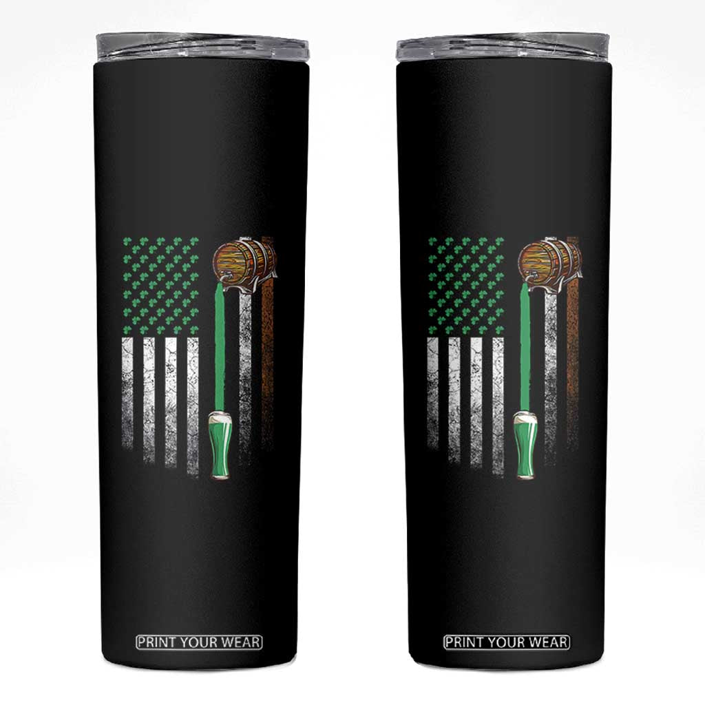 Funny St Patrick's Day Irish Beer Drinking Skinny Tumbler Vintage Irish American Flag TS11 Black Print Your Wear