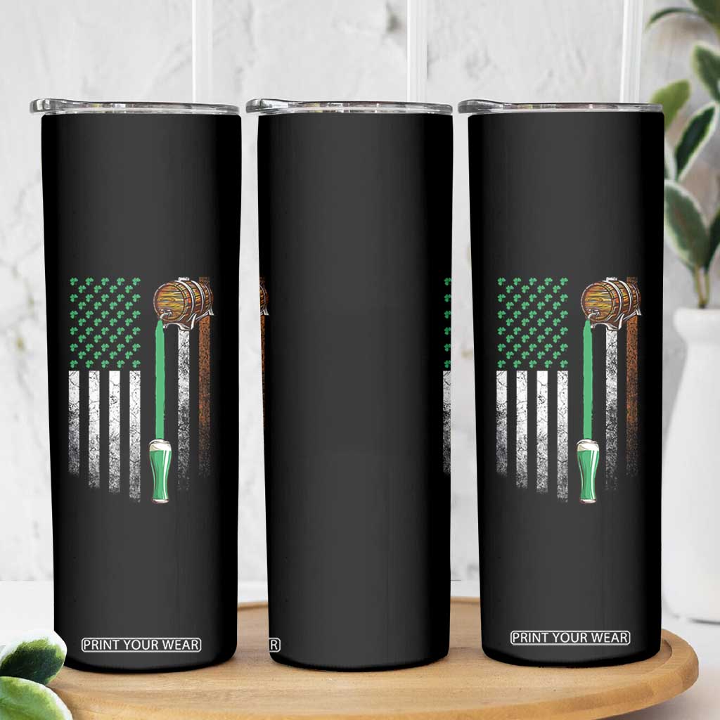 Funny St Patrick's Day Irish Beer Drinking Skinny Tumbler Vintage Irish American Flag TS11 Print Your Wear