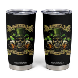 Funny St Patrick's Day Irish Beer Drinking Tumbler Cup 0% Irish 100% Drunk Skull TS11 Black Print Your Wear
