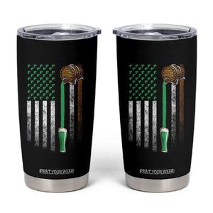 Funny St Patrick's Day Irish Beer Drinking Tumbler Cup Vintage Irish American Flag TS11 Black Print Your Wear