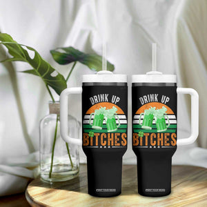 Funny St Patrick's Day Irish Beer Drinking Tumbler With Handle Drink Up Bitches Beer Mug TS11 Print Your Wear