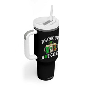 Funny St Patrick's Day Irish Beer Drinking Tumbler With Handle Drink Up Bitches Ireland Flag TS11 Print Your Wear
