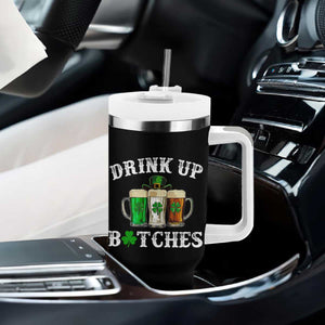 Funny St Patrick's Day Irish Beer Drinking Tumbler With Handle Drink Up Bitches Ireland Flag TS11 Print Your Wear