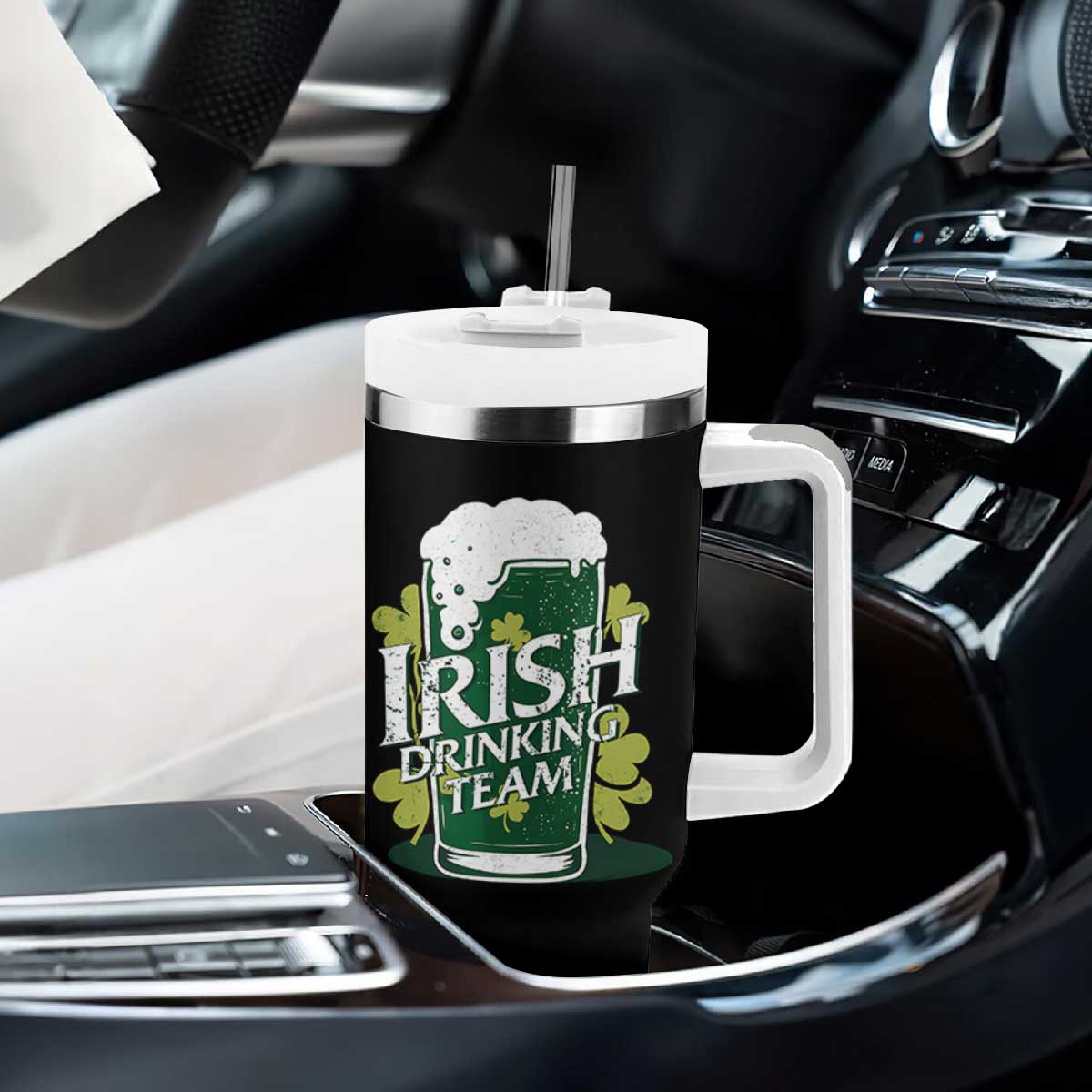 Funny St Patrick's Day Irish Beer Drinking Tumbler With Handle Irish Drinking Team Green Beer Shamrock TS11 Print Your Wear