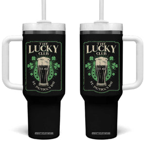 Funny St Patrick's Day Irish Beer Drinking Tumbler With Handle The Lucky Beer Club Horseshoe TS11 One Size: 40 oz Black Print Your Wear