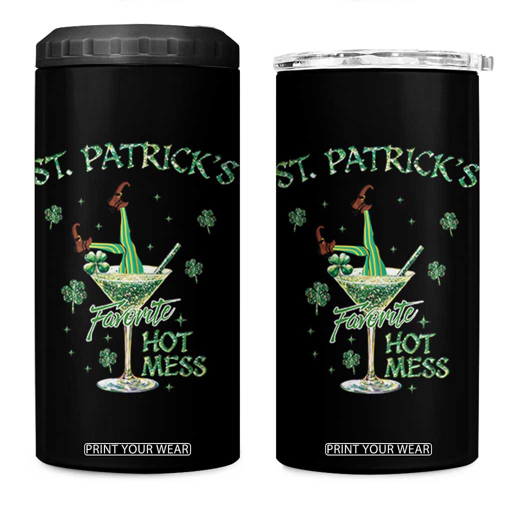 Funny St Patrick's Favorite Hot Mess 4 in 1 Can Cooler Tumbler Drunk Leprechaun Cocktail TS11 One Size: 16 oz Black Print Your Wear