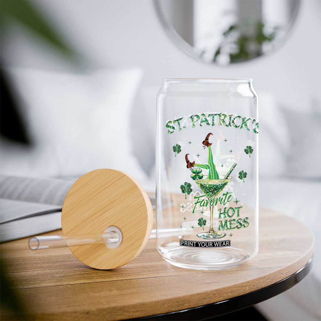 Funny St Patrick's Favorite Hot Mess Glass Can Drunk Leprechaun Cocktail TS11 Print Your Wear