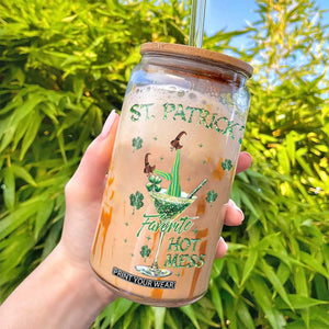 Funny St Patrick's Favorite Hot Mess Glass Can Drunk Leprechaun Cocktail TS11 Print Your Wear