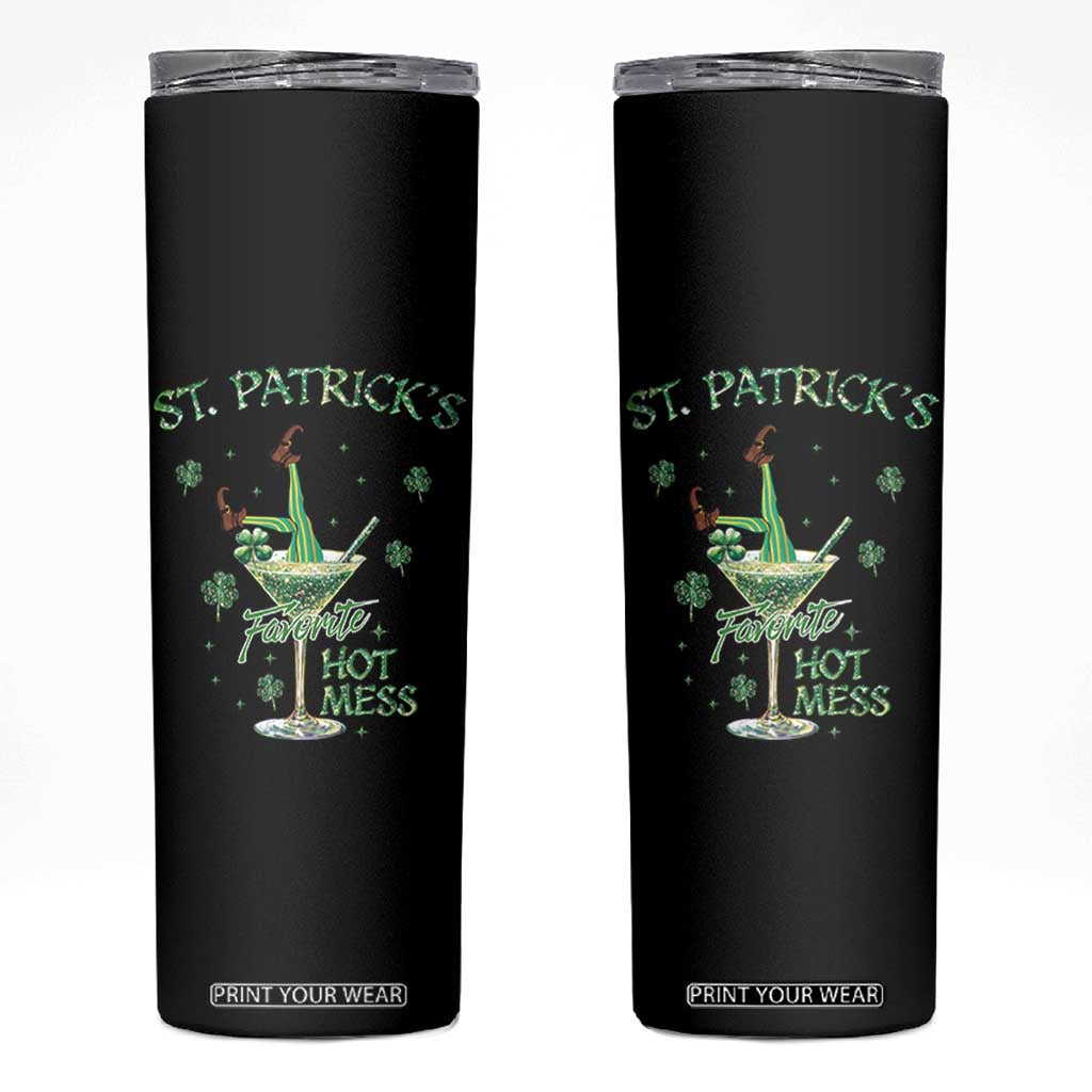 Funny St Patrick's Favorite Hot Mess Skinny Tumbler Drunk Leprechaun Cocktail TS11 Black Print Your Wear