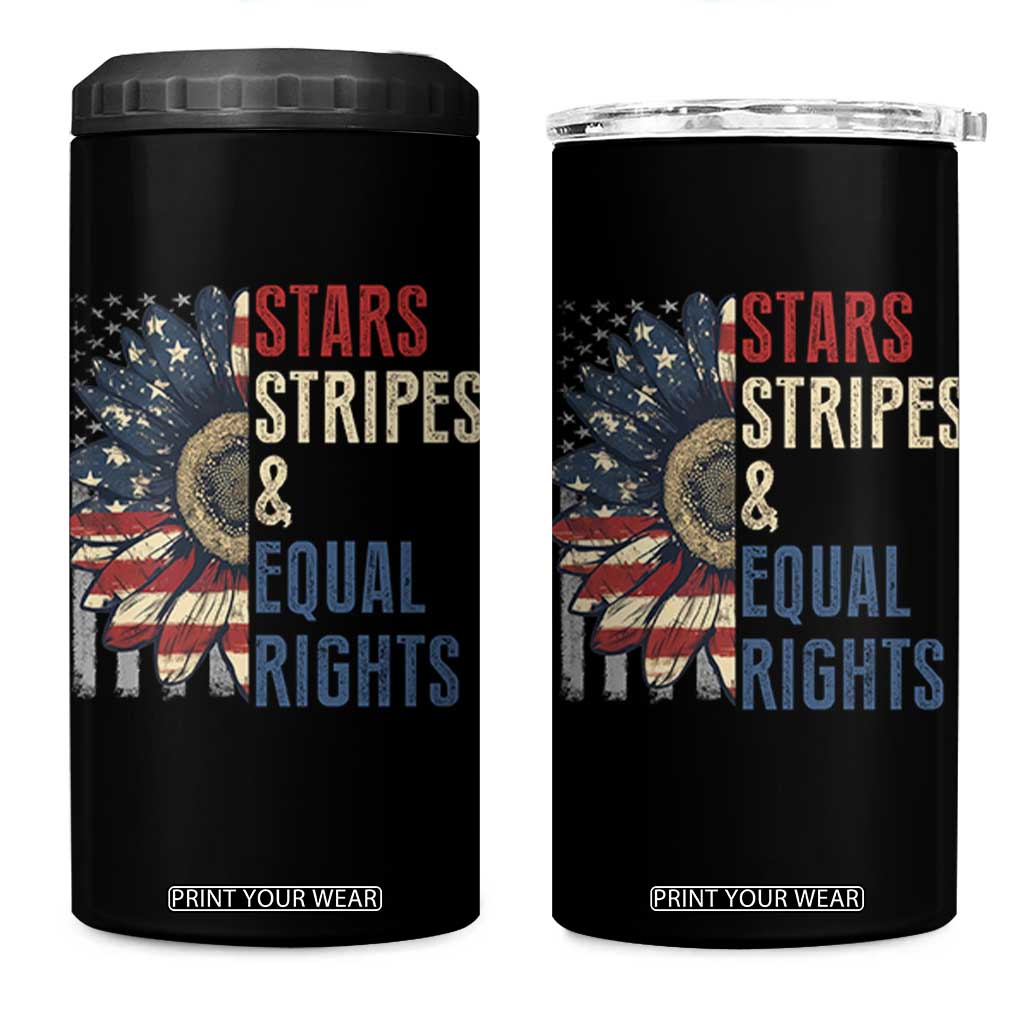 Funny Stars Stripes And Equal Rights 4 in 1 Can Cooler Tumbler 4th Of July Women's Rights Sunflower TS11 One Size: 16 oz Black Print Your Wear