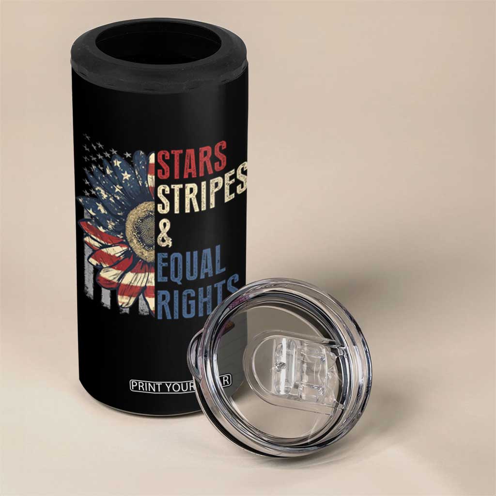 Funny Stars Stripes And Equal Rights 4 in 1 Can Cooler Tumbler 4th Of July Women's Rights Sunflower TS11 Print Your Wear