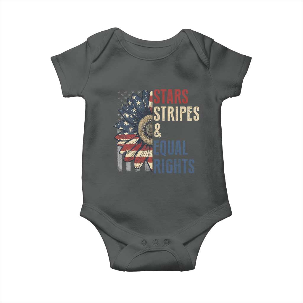 Funny Stars Stripes And Equal Rights Baby Onesie 4th Of July Women's Rights Sunflower TS11 Dark Heather Print Your Wear