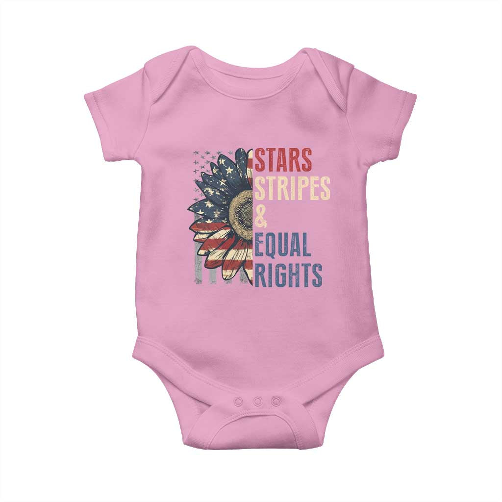 Funny Stars Stripes And Equal Rights Baby Onesie 4th Of July Women's Rights Sunflower TS11 Light Pink Print Your Wear