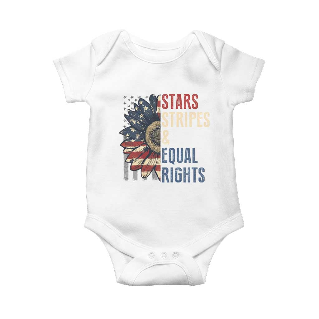 Funny Stars Stripes And Equal Rights Baby Onesie 4th Of July Women's Rights Sunflower TS11 White Print Your Wear