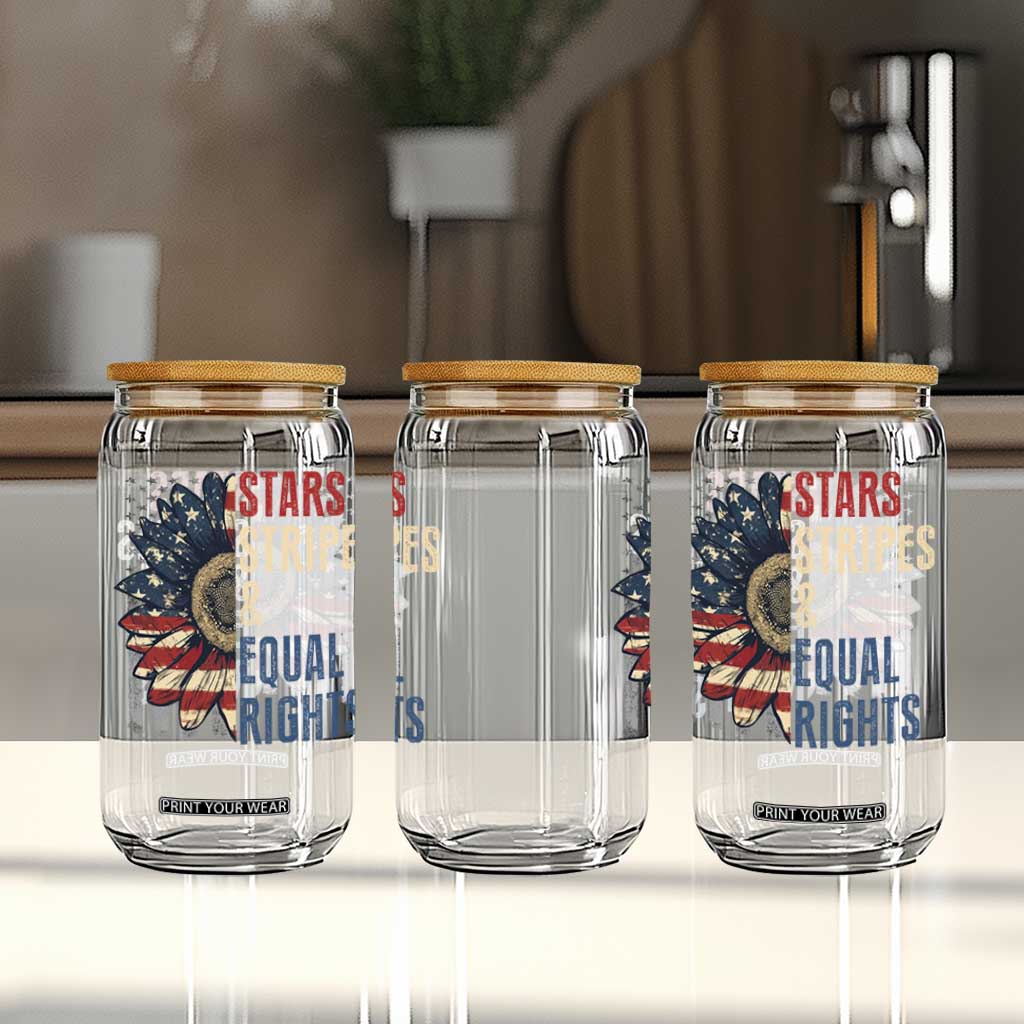 Funny Stars Stripes And Equal Rights Glass Can 4th Of July Women's Rights Sunflower TS11 Print Your Wear