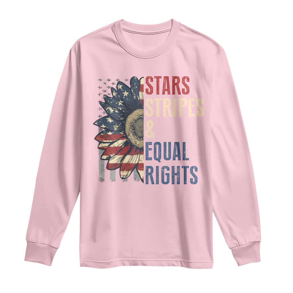 Funny Stars Stripes And Equal Rights Long Sleeve Shirt 4th Of July Women's Rights Sunflower TS11 Light Pink Print Your Wear