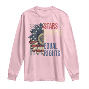 Funny Stars Stripes And Equal Rights Long Sleeve Shirt 4th Of July Women's Rights Sunflower TS11 Light Pink Print Your Wear