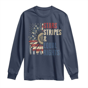 Funny Stars Stripes And Equal Rights Long Sleeve Shirt 4th Of July Women's Rights Sunflower TS11 Navy Print Your Wear
