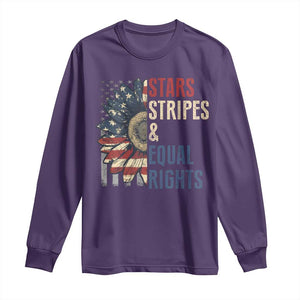 Funny Stars Stripes And Equal Rights Long Sleeve Shirt 4th Of July Women's Rights Sunflower TS11 Purple Print Your Wear