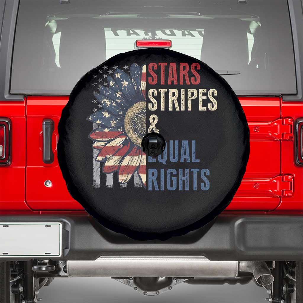 Funny Stars Stripes And Equal Rights Spare Tire Cover 4th Of July Women's Rights Sunflower TS11 Black Print Your Wear