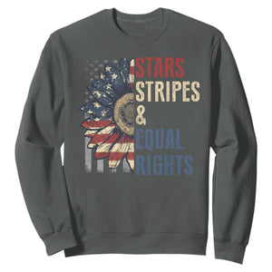 Funny Stars Stripes And Equal Rights Sweatshirt 4th Of July Women's Rights Sunflower TS11 Dark Heather Print Your Wear