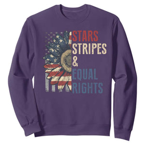 Funny Stars Stripes And Equal Rights Sweatshirt 4th Of July Women's Rights Sunflower TS11 Purple Print Your Wear