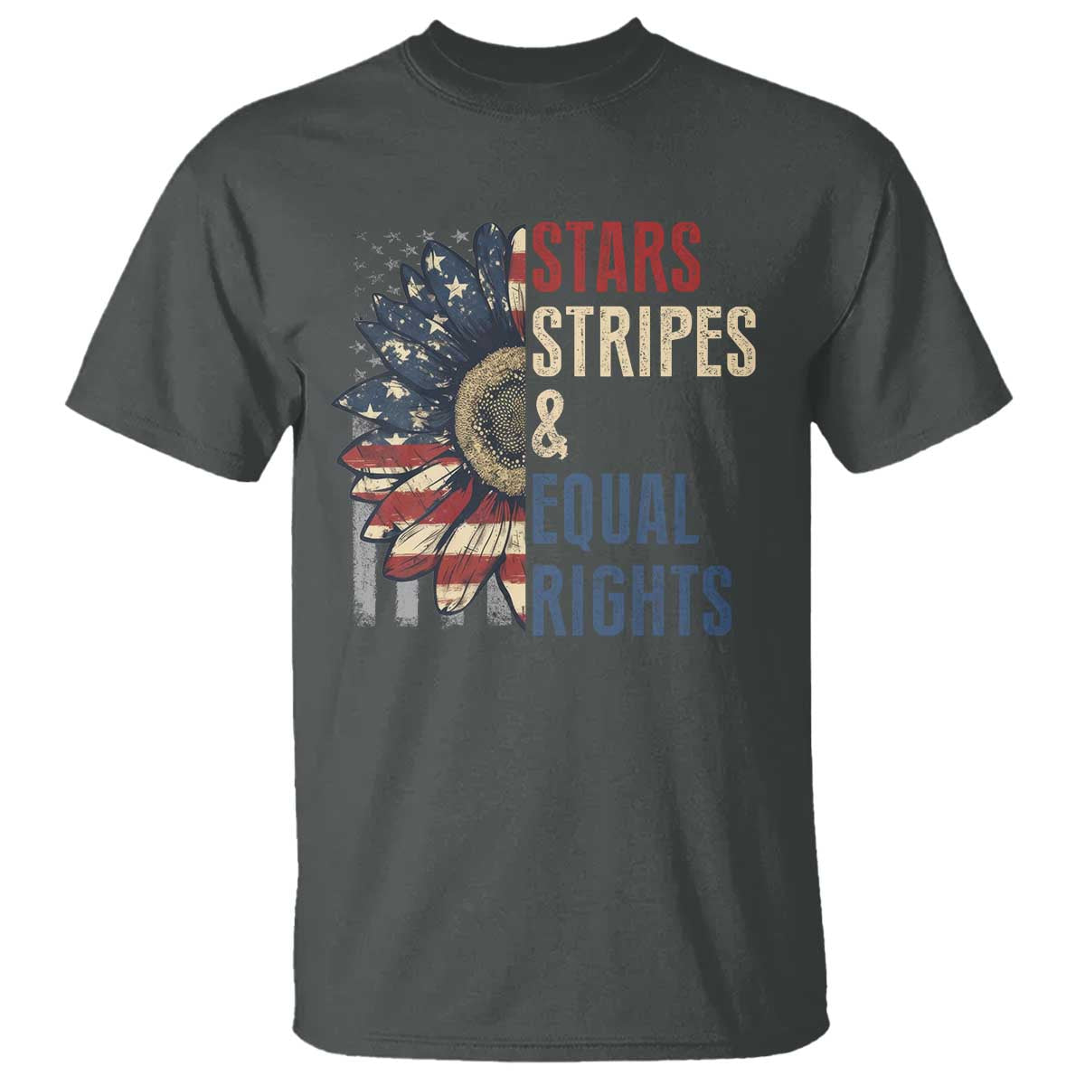 Funny Stars Stripes And Equal Rights T Shirt 4th Of July Women's Rights Sunflower TS11 Dark Heather Print Your Wear